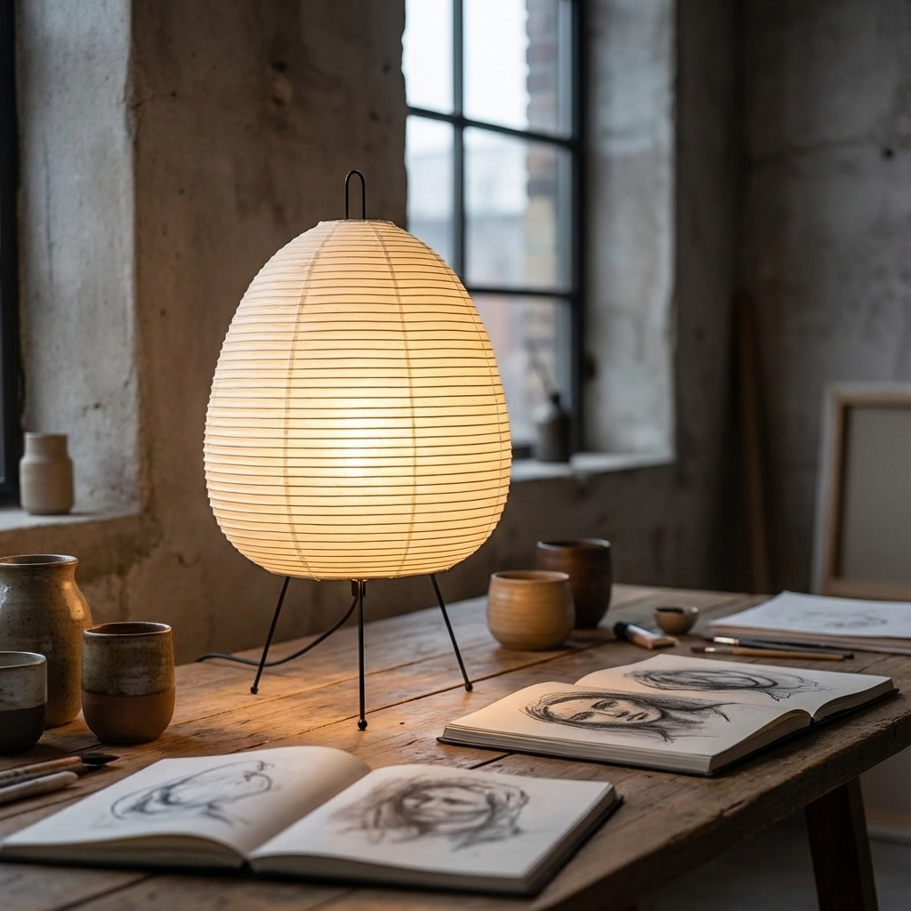 Wabi-Sabi Rice Paper LED Table Lamp
