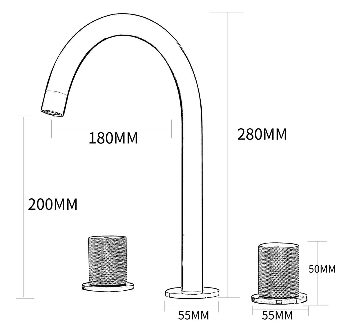 Three-Hole Deck-Mounted Basin Tap