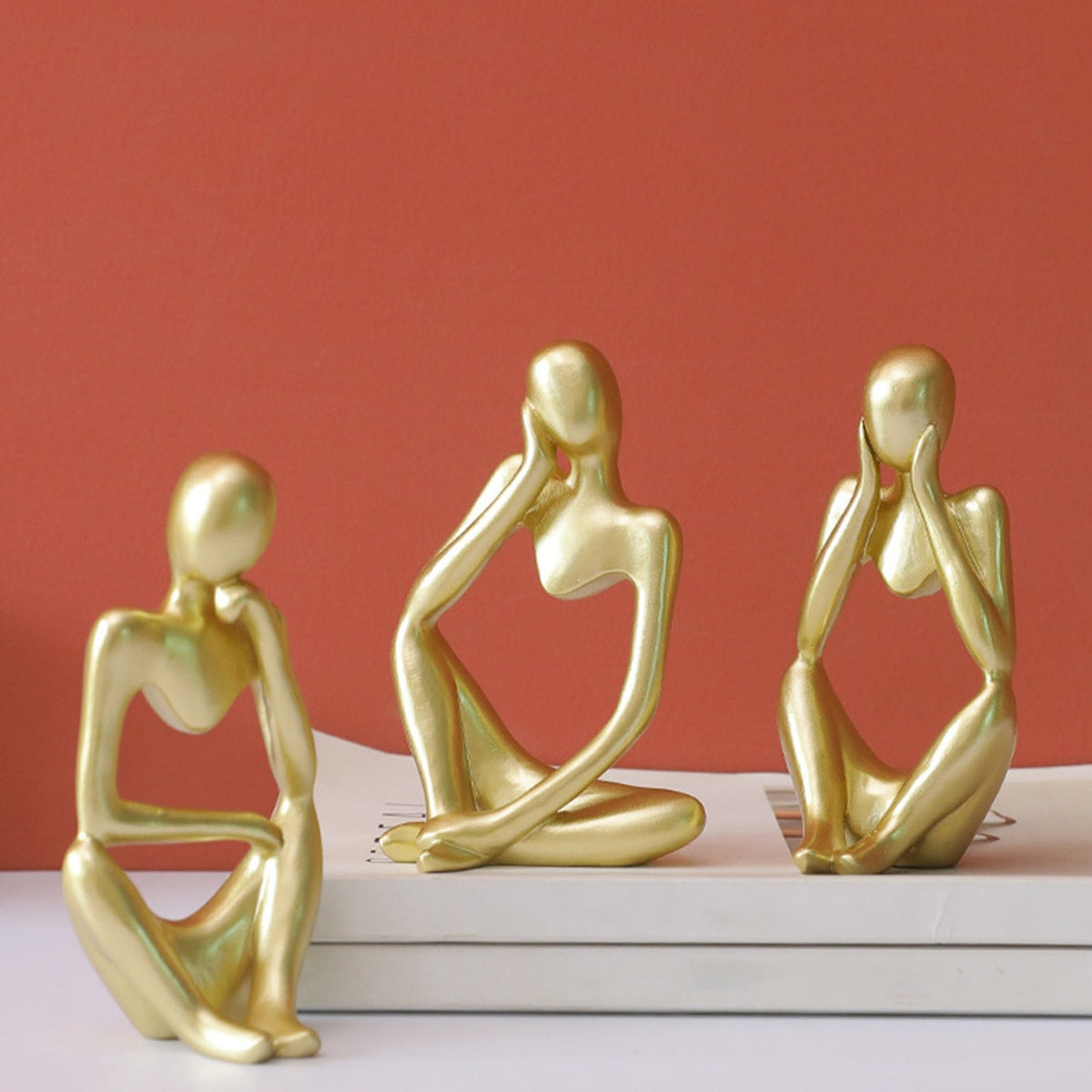 Trio Thinker Sculptural Figurines