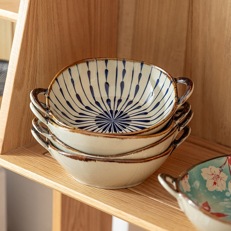 Vintage Hand-Painted Ceramic Bowl – 700ml