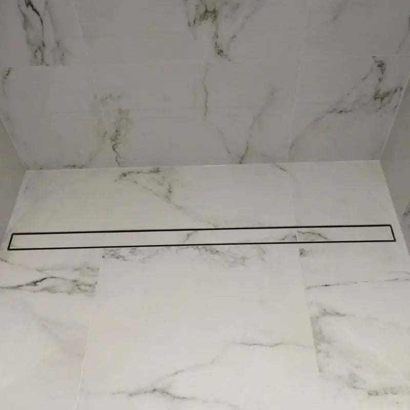 Aço inoxidável linear chuveiro banheiro grelha dreno de assoalho bagnolux super resistente ferragem telha inserção 304 # centro saída resíduos