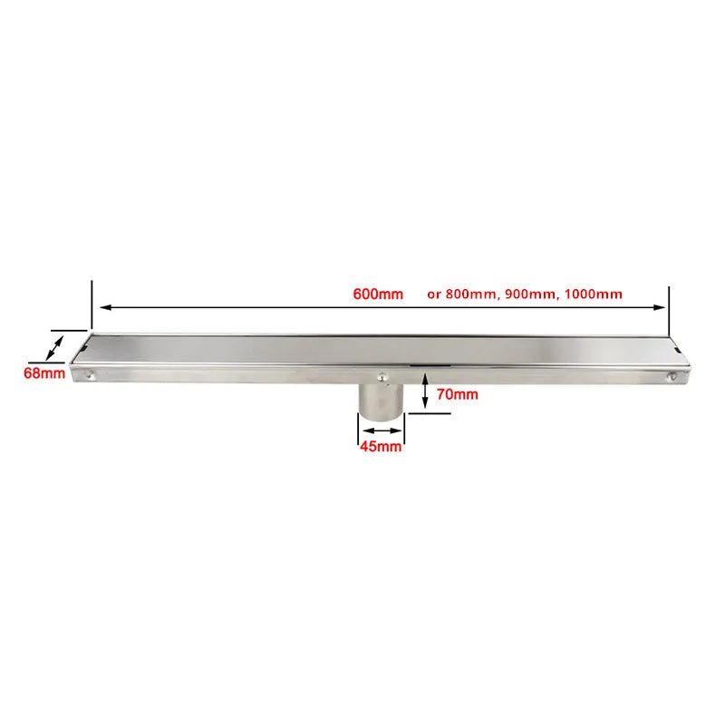 Aço inoxidável linear chuveiro banheiro grelha dreno de assoalho bagnolux super resistente ferragem telha inserção 304 # centro saída resíduos