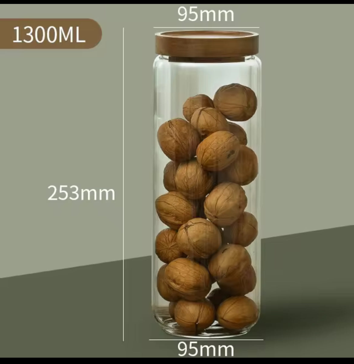 Borosilicate Glass Storage Jars with Wooden Lids