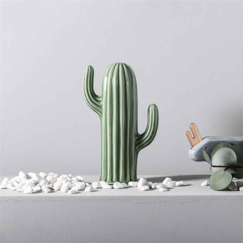 Saguaro Green Ceramic Cactus Sculpture