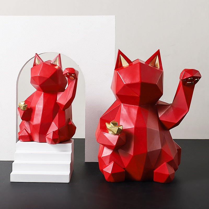 Maneki Geometric Cat Sculpture