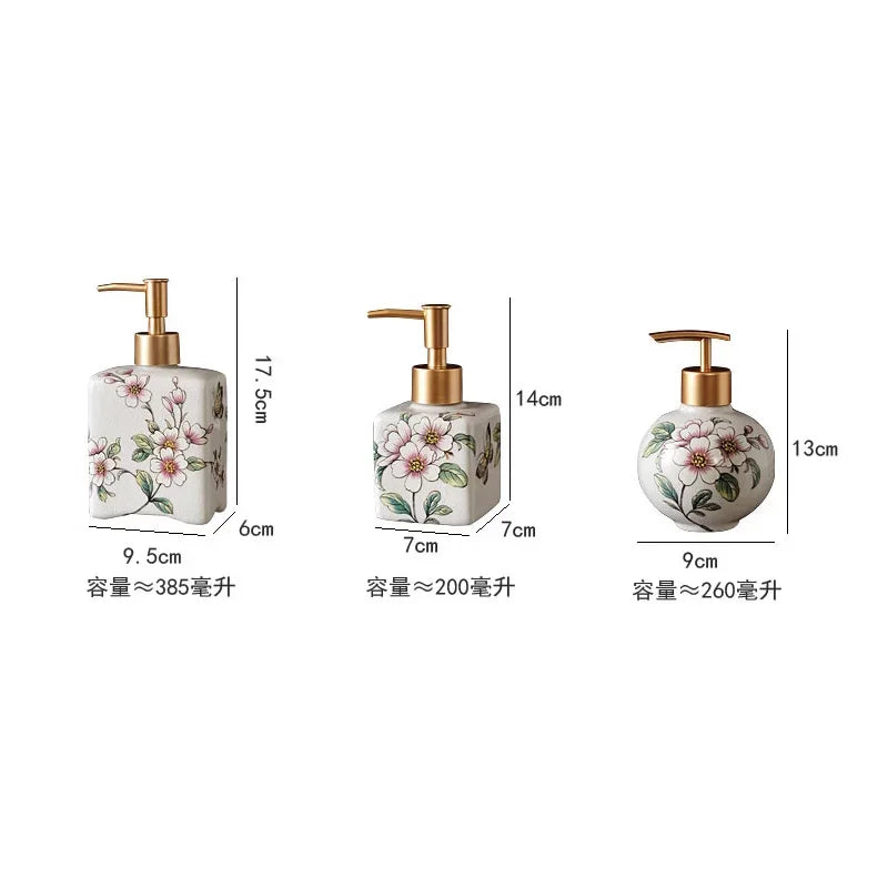 Elegant Floral Ceramic Lotion Dispenser
