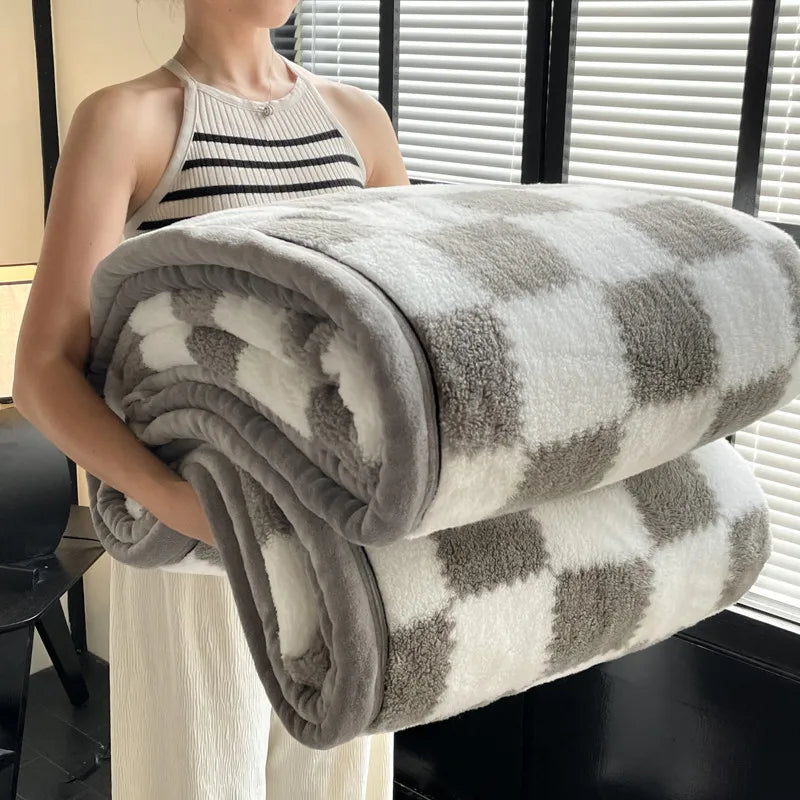 Cozy Checkered Plush Blanket