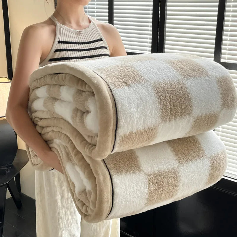 Cozy Checkered Plush Blanket