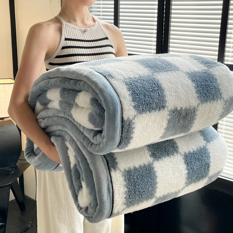 Cozy Checkered Plush Blanket