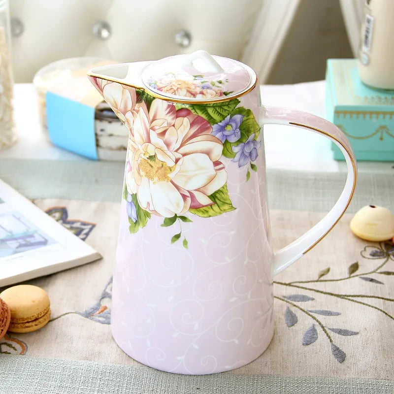 Bule Europeu de Osso, Conjunto De Copo De Chá Da Tarde Inglesa, Cafeteira De Porcelana De Alta Qualidade, Chaleira Resistente Ao Calor, 1000ml