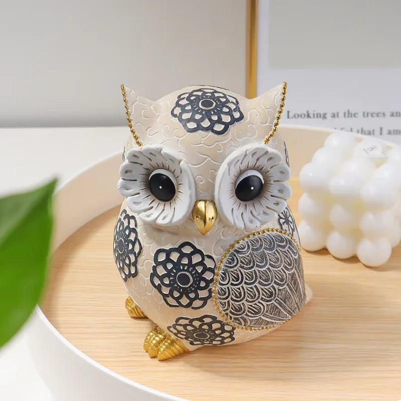 Decoração caprichosa de escultura de coruja – peça única de destaque doméstico e presente perfeito para amantes de animais