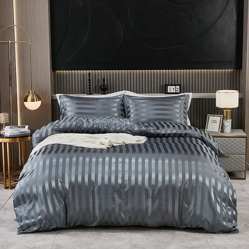 Luxurious Satin Stripe Bedding Set