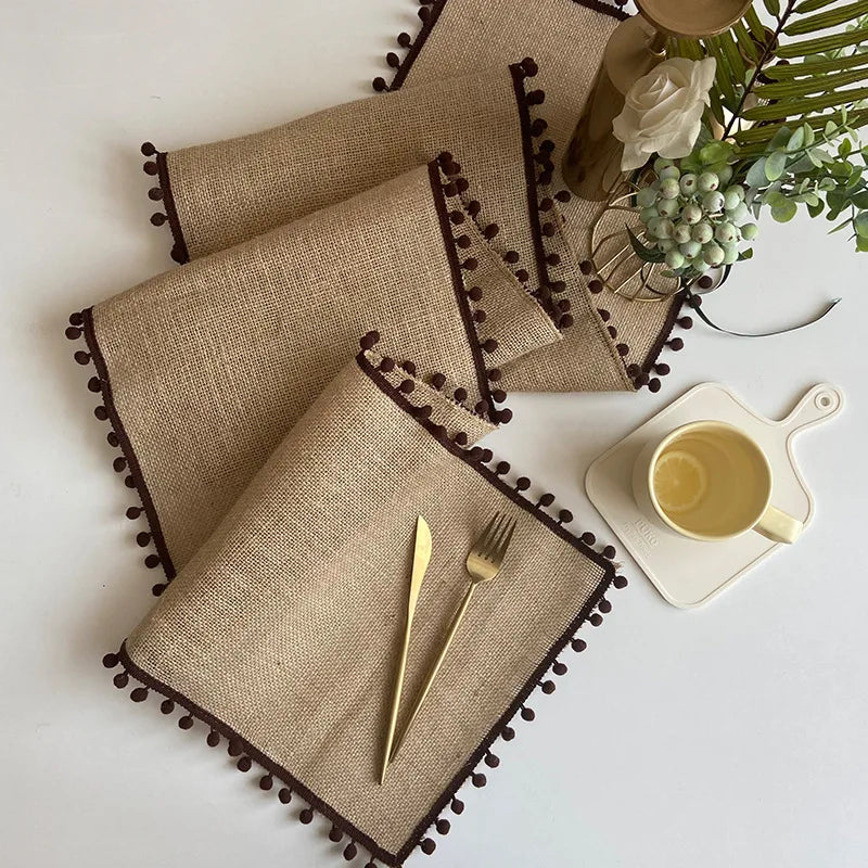 Elegant Jute Table Runner with Tassels
