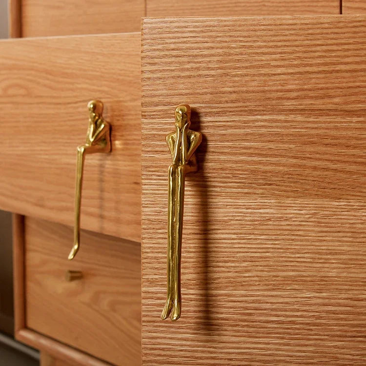 Puxador de bronze nórdico moderno simples guarda-roupa porta gaveta luxo humanóide armário cobre criativo alça longa puxadores gaveta