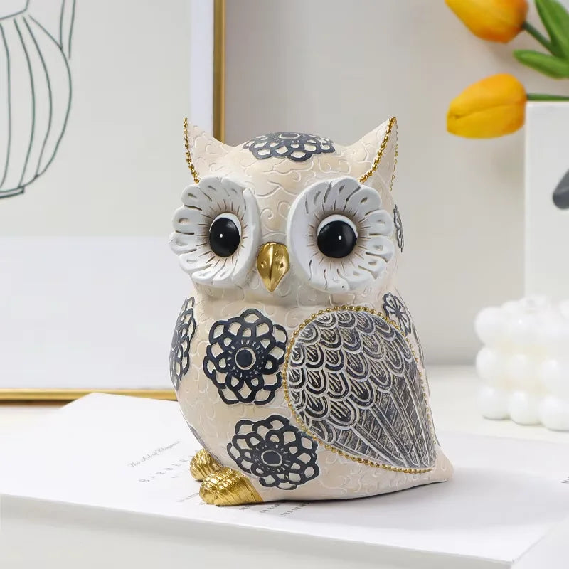Decoração caprichosa de escultura de coruja – peça única de destaque doméstico e presente perfeito para amantes de animais
