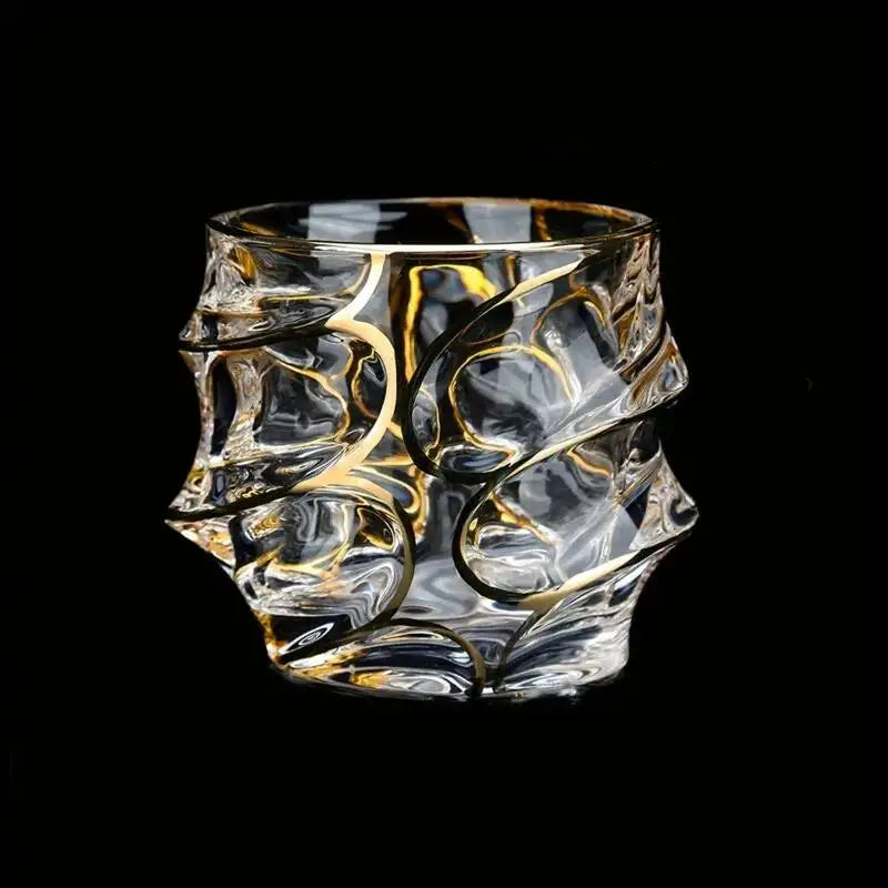Copo de uísque de luxo com linha dourada, copos de cristal luxuosos pintados, brilhantes, multiuso, copo de vinho, cerveja, coquetel