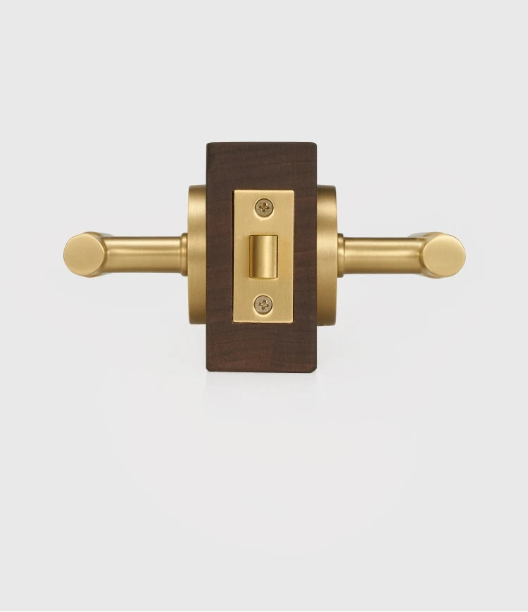 Nurlin conjunto de fechadura de nível de maçaneta de porta linear de latão americano, passagem de encaixe, manequim de privacidade, bronze fosco, preto e dourado