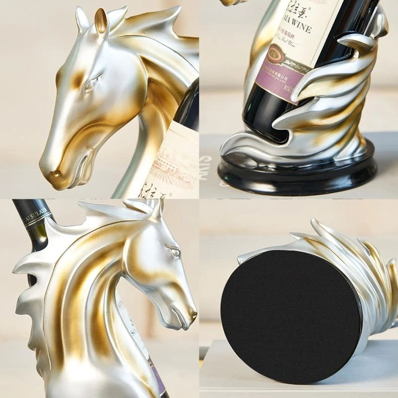 97QC Horse Wine Rack Resina Animal estátua Vinho Botther Display Streting para festa casamento casa Decoração