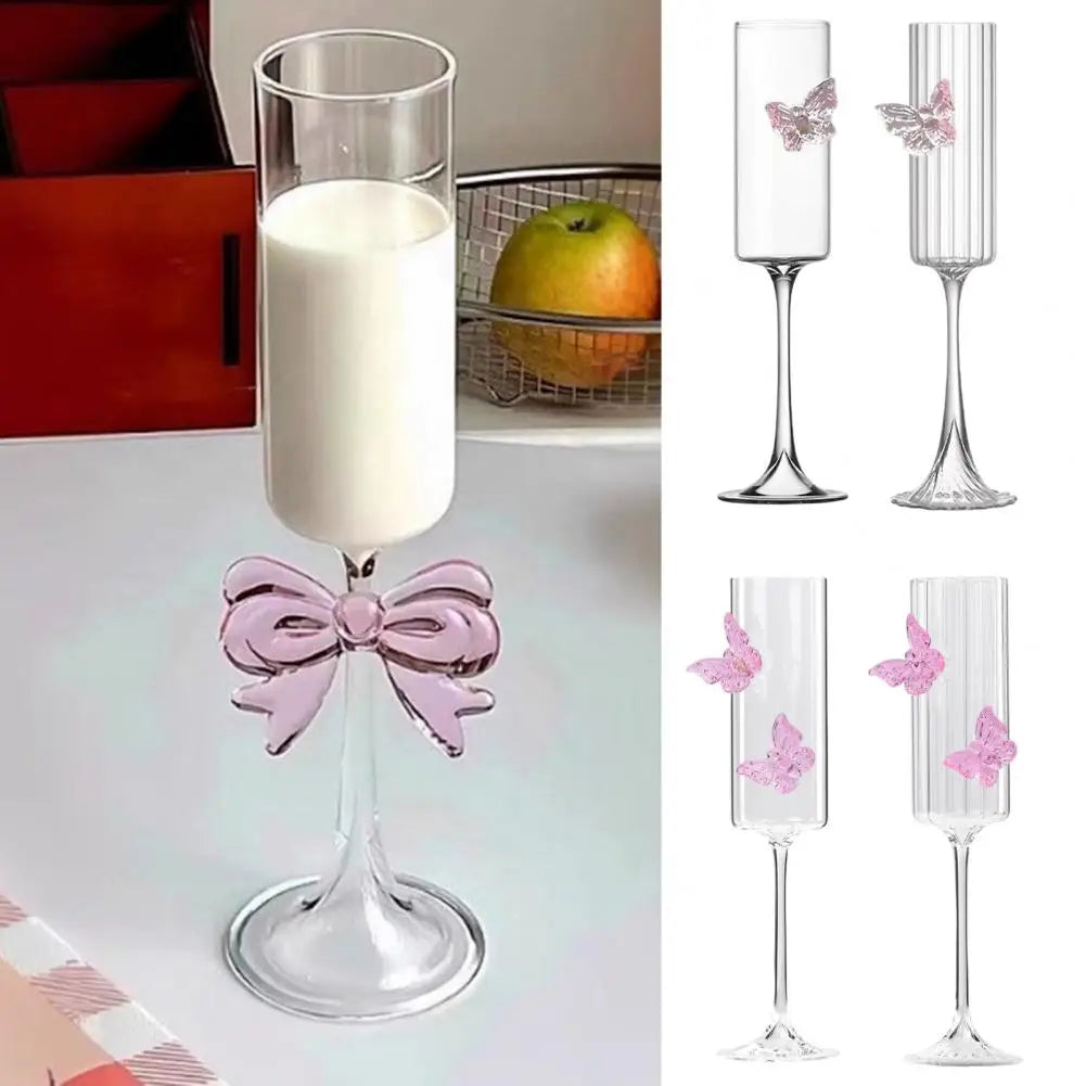 Copo de vinho falso 3d borboleta rosa copos de vinho flautas de champanhe falsas descartáveis vintage mimosa para festas de casamento