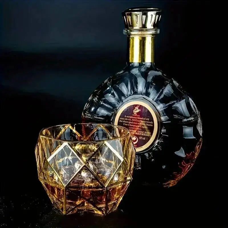 Copo de uísque de luxo com linha dourada, copos de cristal luxuosos pintados, brilhantes, multiuso, copo de vinho, cerveja, coquetel
