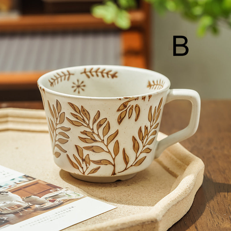 Nordic Botanical Ceramic Mug – 350ml