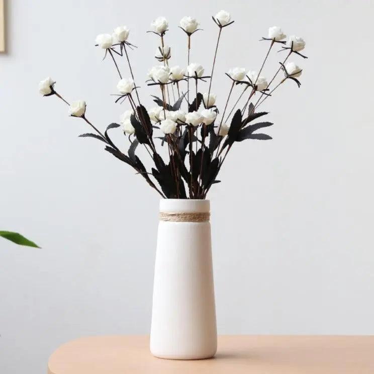 Modern White Vase with Hemp Rope