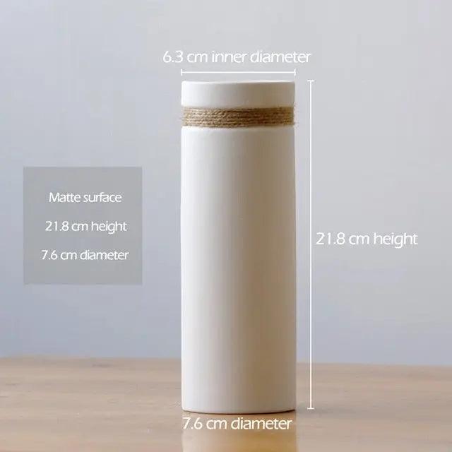 Modern White Vase with Hemp Rope