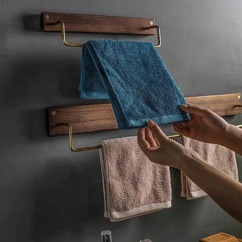 Wooden Wall-Mounted Towel Rail
