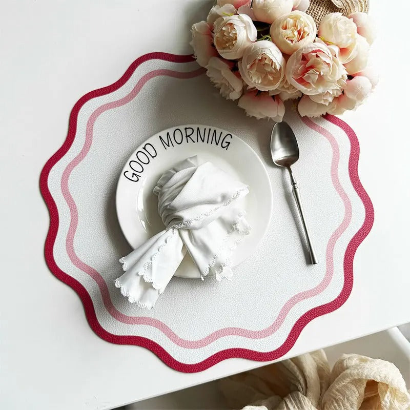 Floral Wave Faux Leather Placemats – 34cm