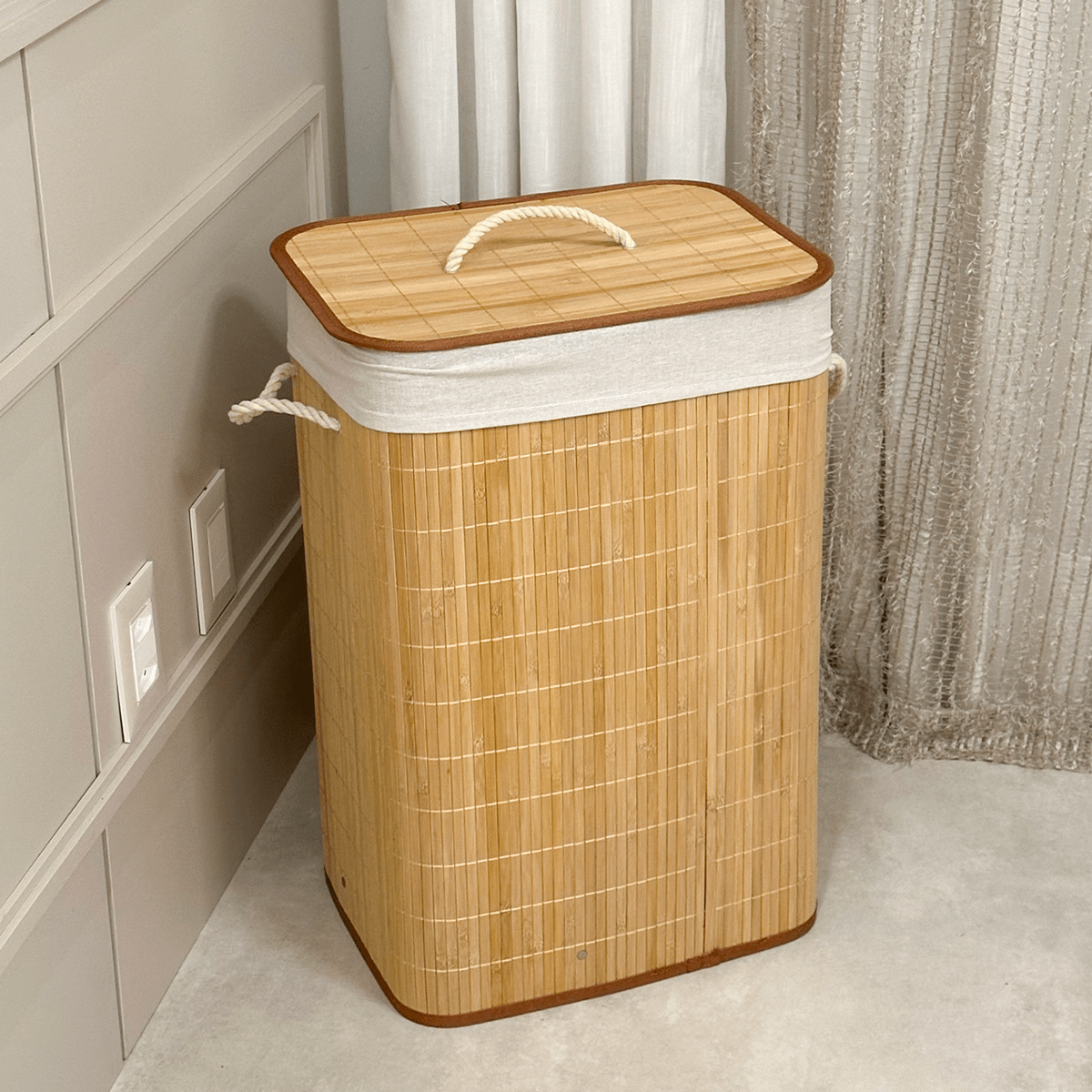 Bamboo Laundry Basket with Lid – 60cm