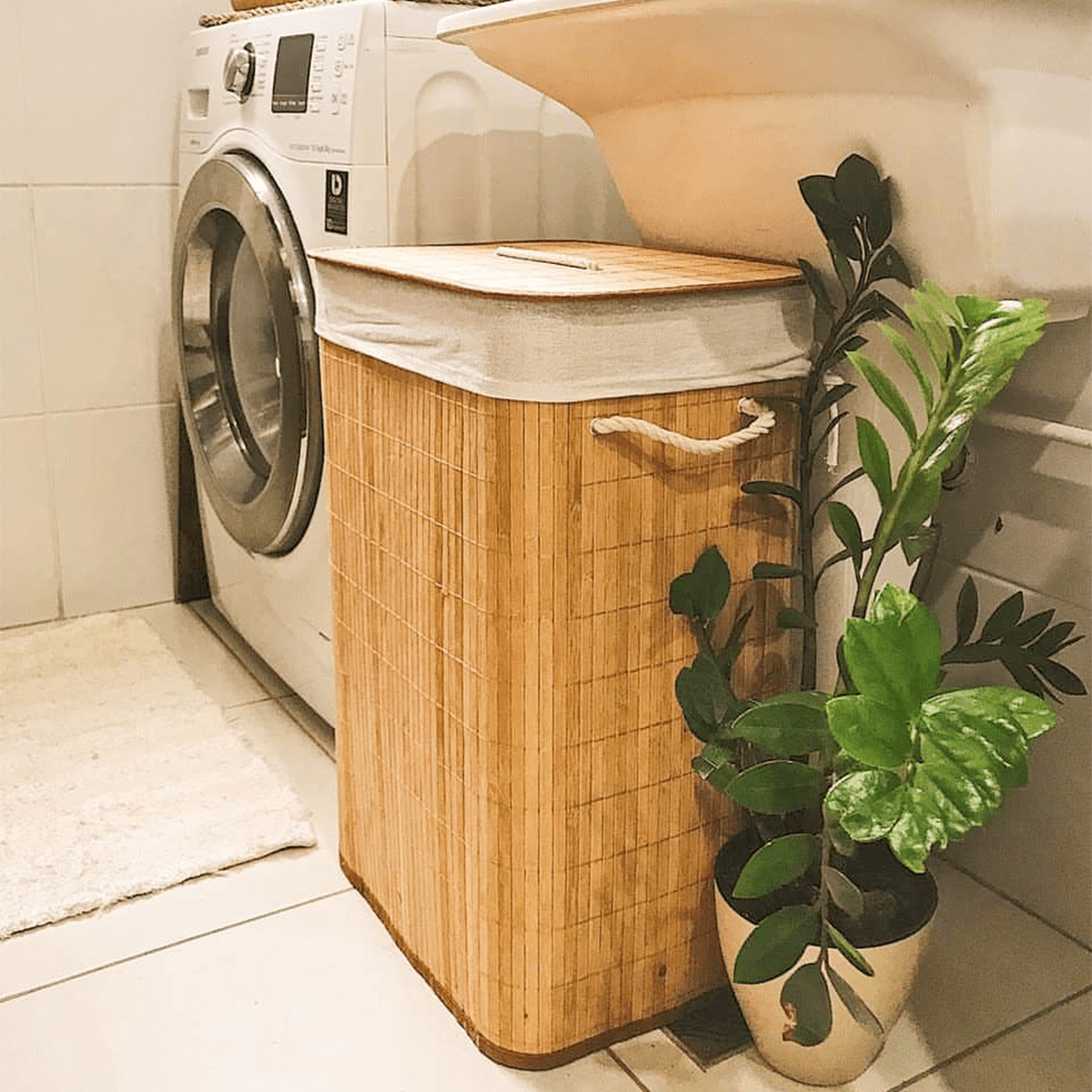 Bamboo Laundry Basket with Lid – 60cm