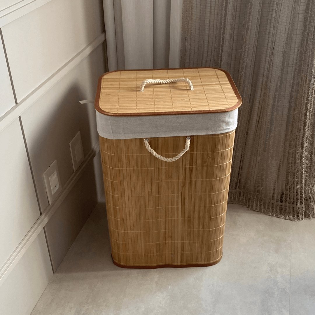 Bamboo Laundry Basket with Lid – 60cm