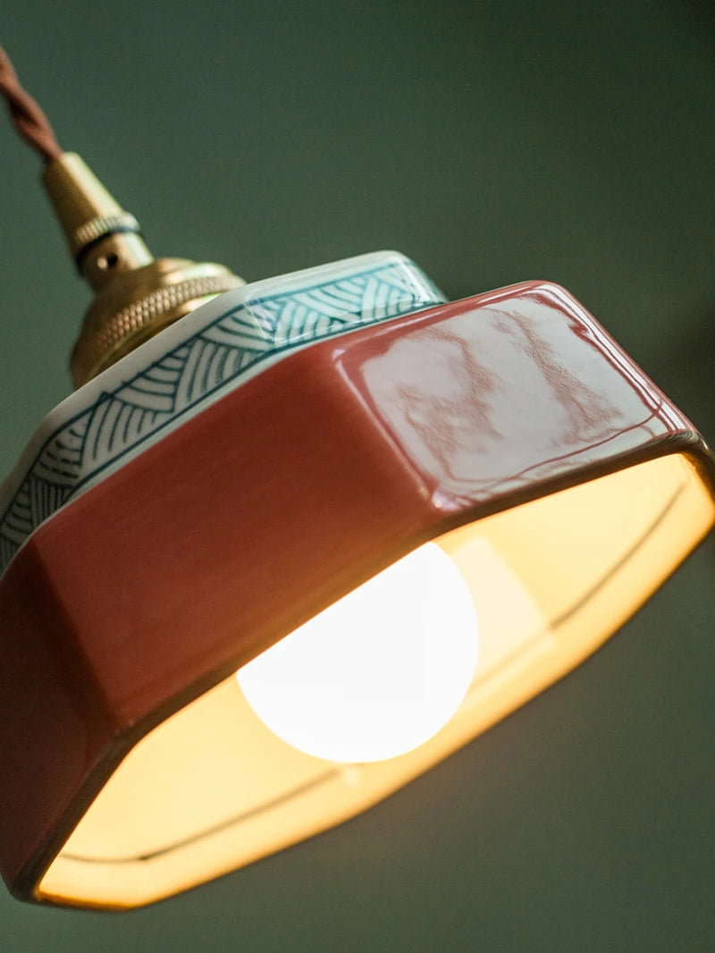 Hand-Painted Ceramic Pendant Light