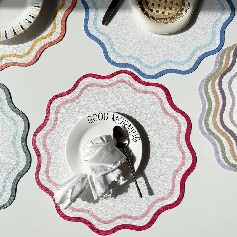 Floral Wave Faux Leather Placemats – 34cm