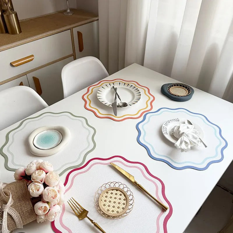 Floral Wave Faux Leather Placemats – 34cm