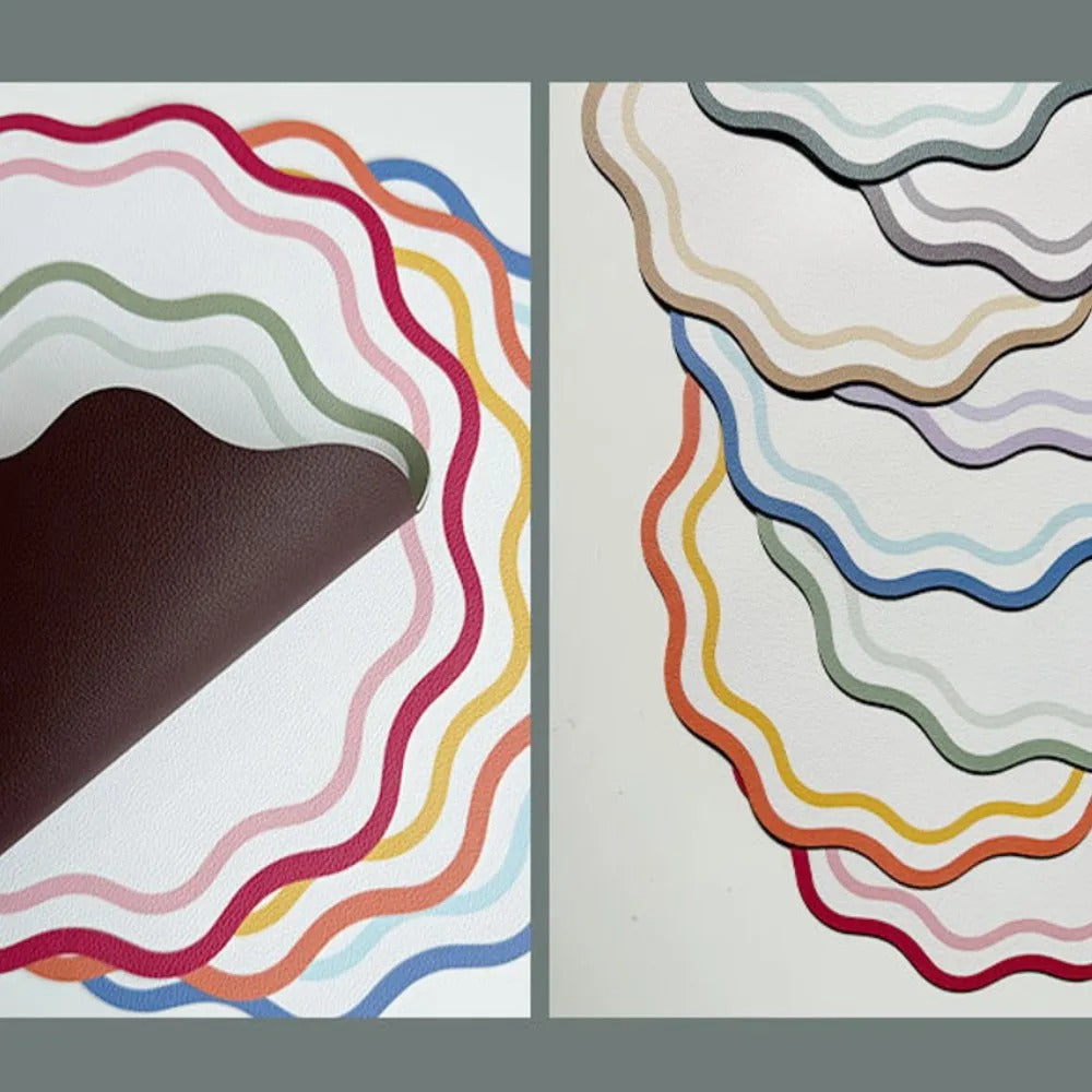 Floral Wave Faux Leather Placemats – 34cm