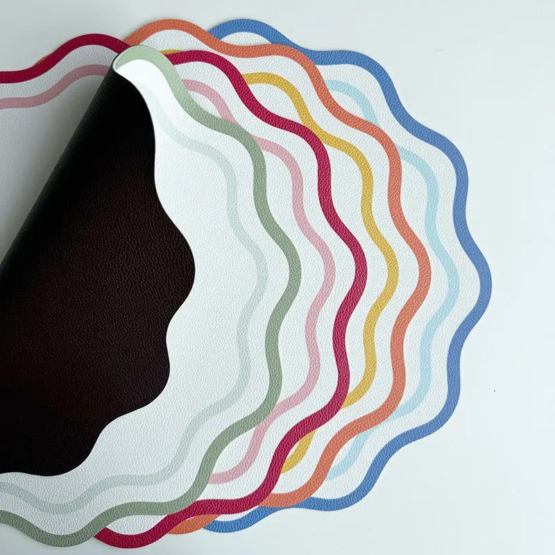 Floral Wave Faux Leather Placemats – 34cm