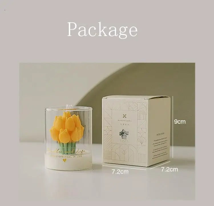 Tulip Bouquet Soy Wax Candle – Glass Dome Gift Candle