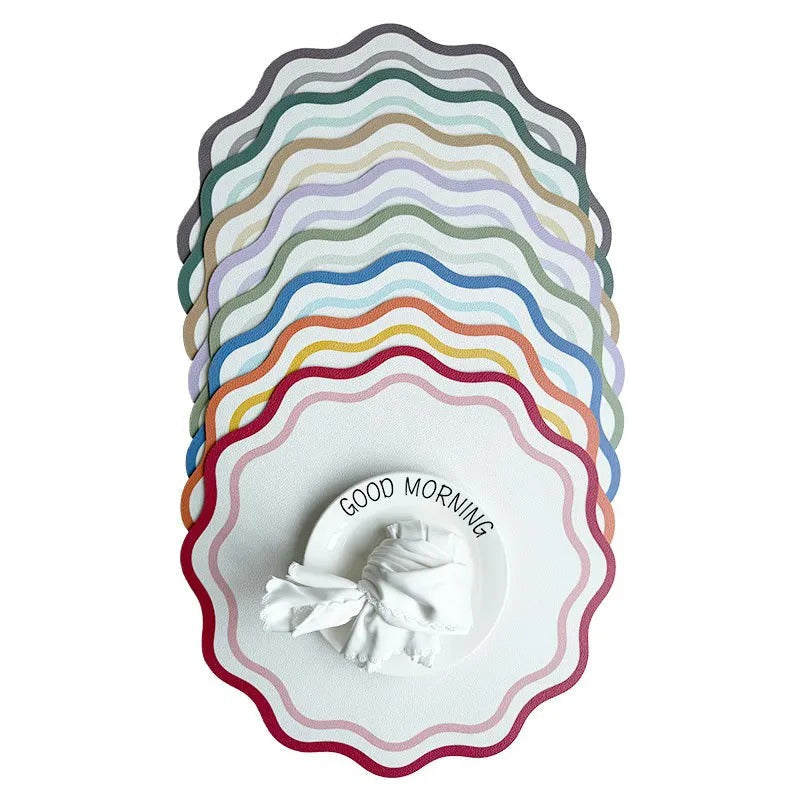 Floral Wave Faux Leather Placemats – 34cm