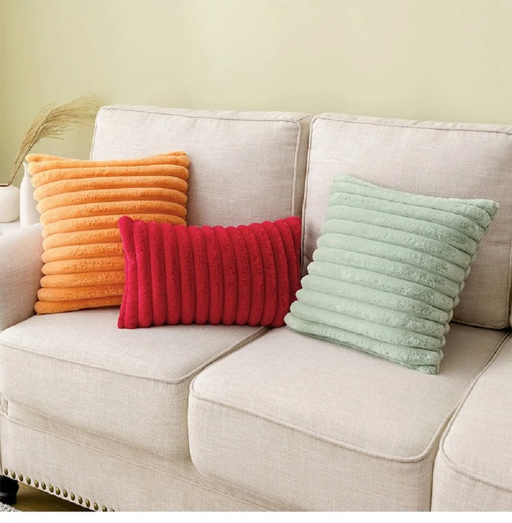 Ribbed Faux Fur Cushion Cover – Soft & Textured