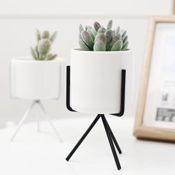 Ceramic Flower Planters with Modern Stand