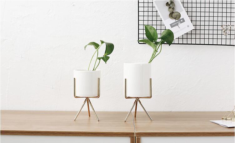 Ceramic Flower Planters with Modern Stand