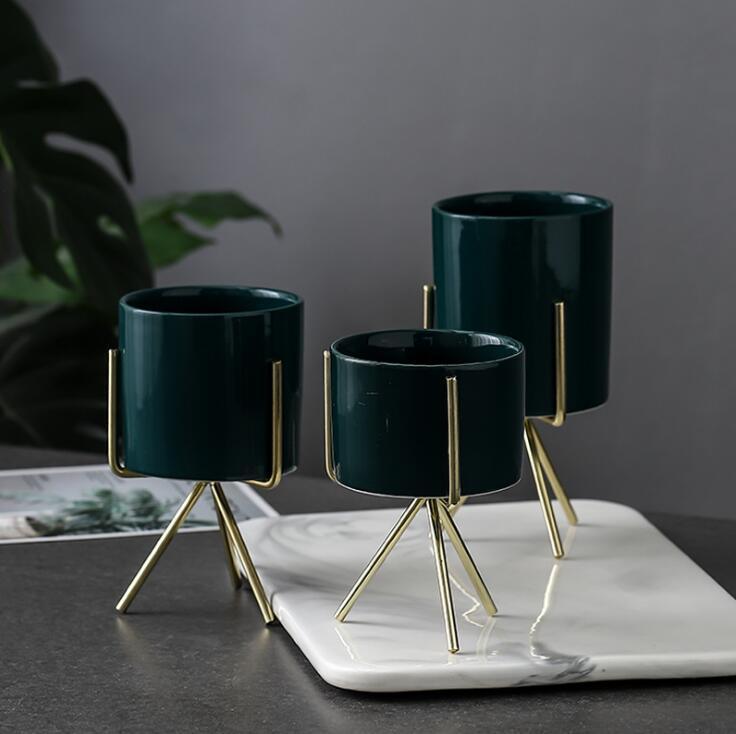 Ceramic Flower Planters with Modern Stand