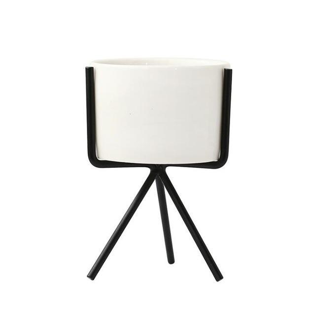 Ceramic Flower Planters with Modern Stand