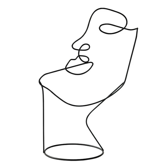 Miro Abstract Line Art Face Sculpture