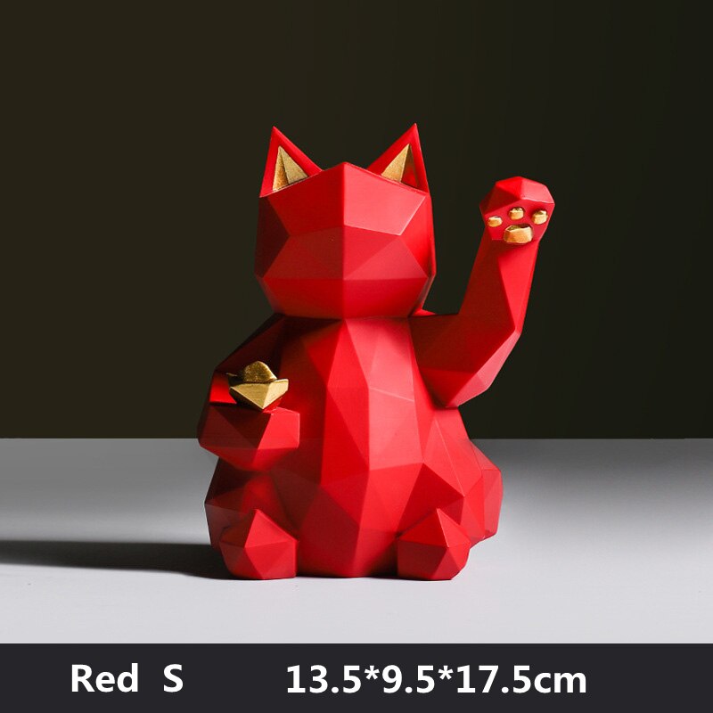 Maneki Geometric Cat Sculpture