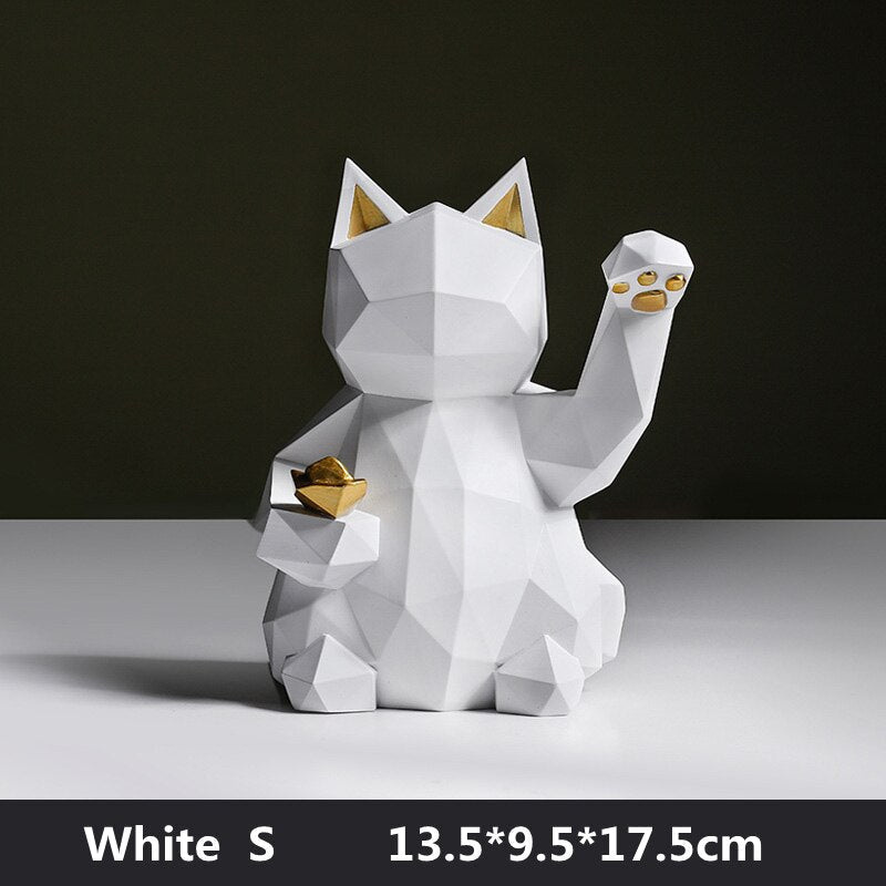 Maneki Geometric Cat Sculpture