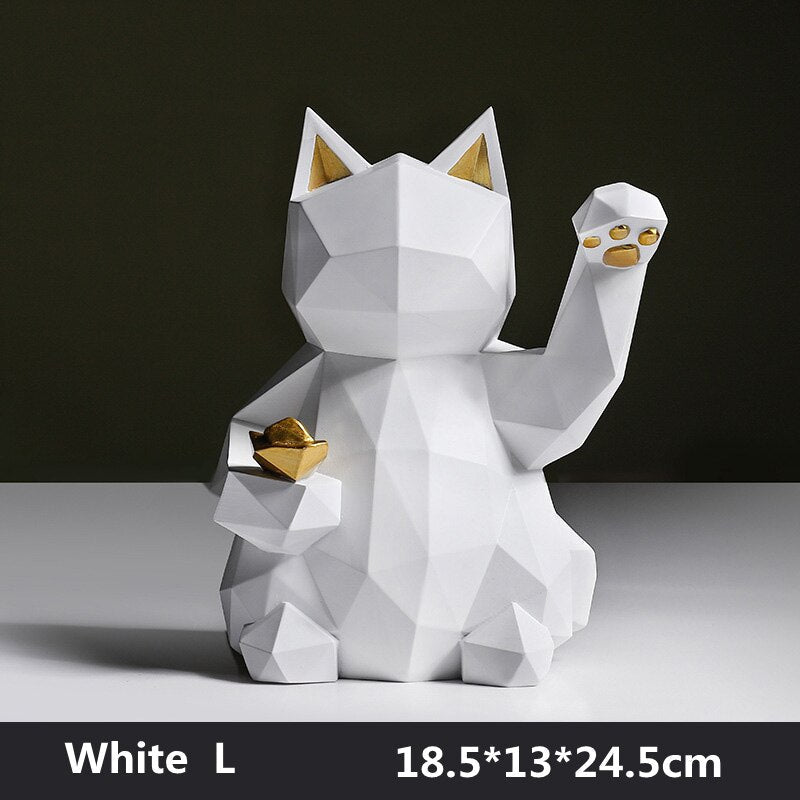 Maneki Geometric Cat Sculpture