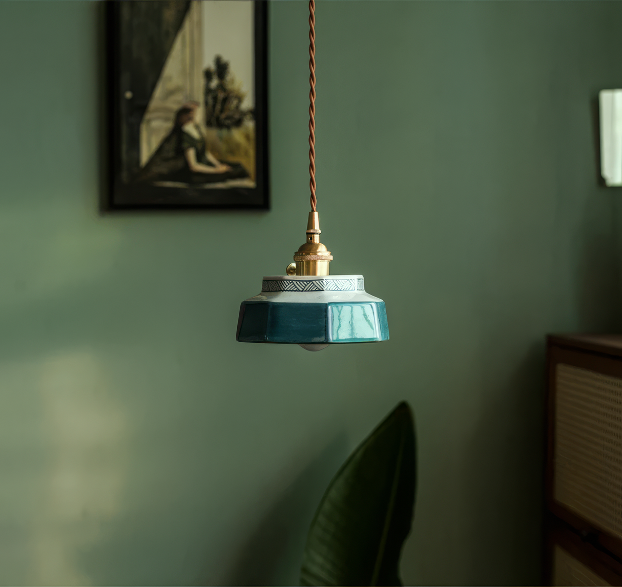 Hand-Painted Ceramic Pendant Light