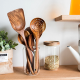 Natural Wood Kitchen Utensil Set – 7 Pieces